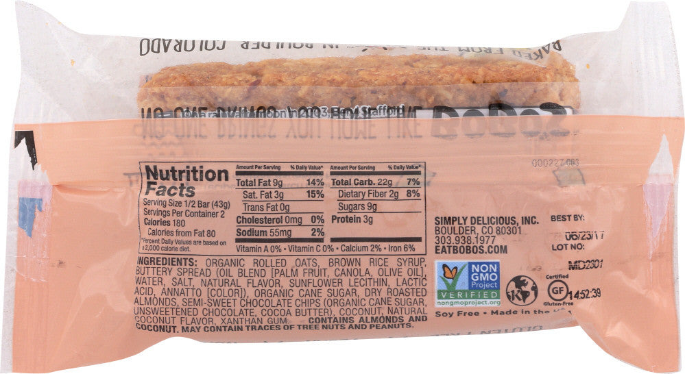 Bobo's Chocolate Almond Gluten Free Oat Bar (12x3Oz)-2