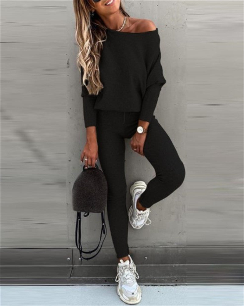 Color: Black, Size: XL - Autumn and winter print long sleeve suit