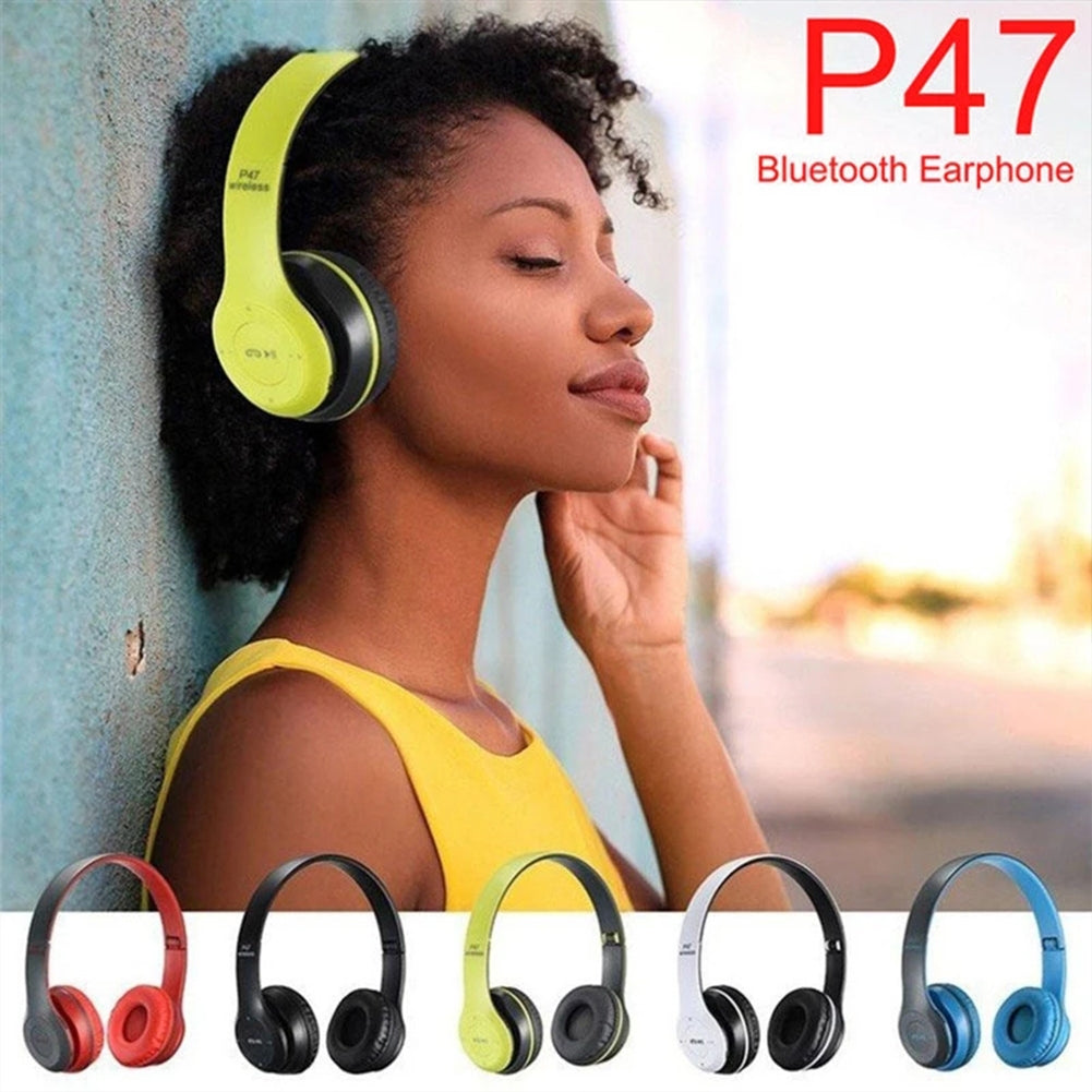 P47 Foldable Wireless Headphones, Tablet Bluetooth-compatible Headset With Mic, Compatible For Mobile Xiaomi Iphone Sumsamg black