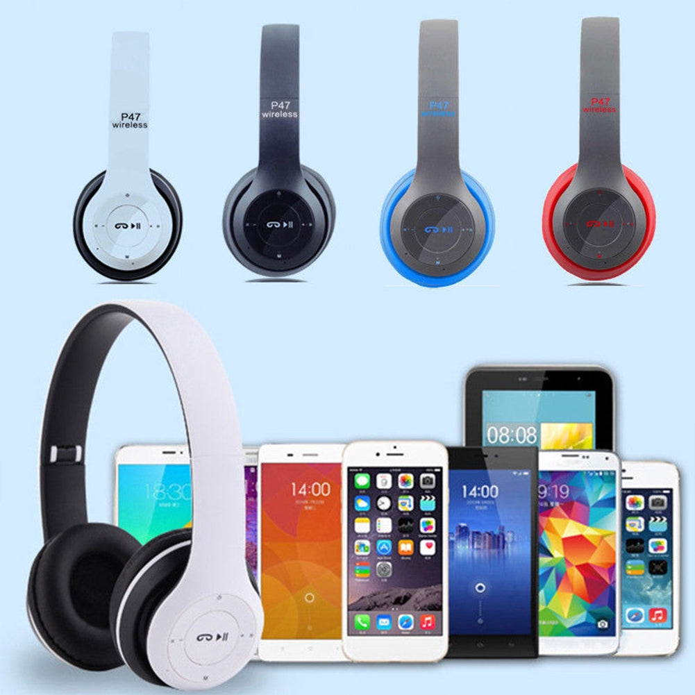 P47 Foldable Wireless Headphones, Tablet Bluetooth-compatible Headset With Mic, Compatible For Mobile Xiaomi Iphone Sumsamg black