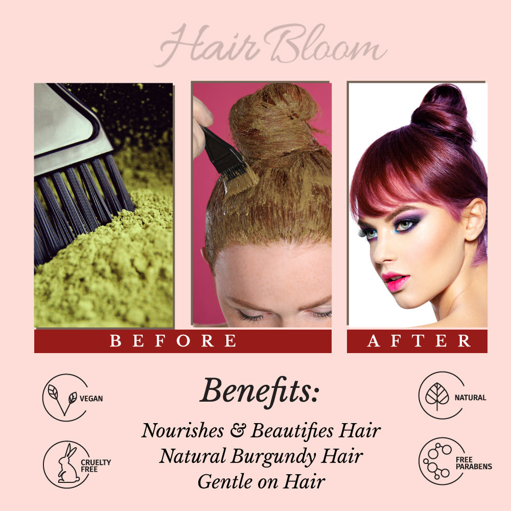 Hair Bloom Natural Burgundy Hair Color- Herbal Henna Burgundy Hair Color Powder-1