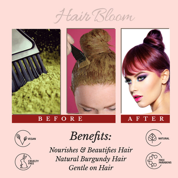 Hair Bloom Natural Burgundy Hair Color- Herbal Henna Burgundy Hair Color Powder-1
