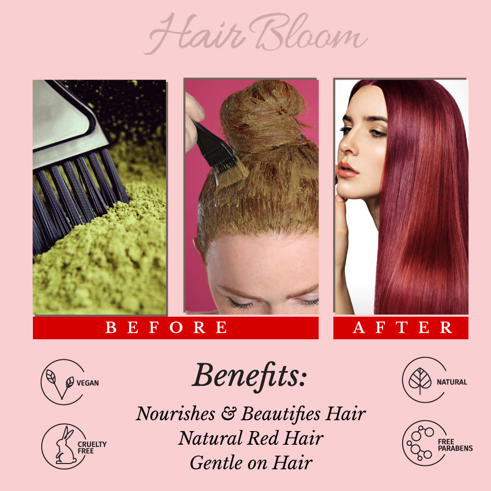 Hair Bloom Natural Red Hair Color Powder- Henna w/ Mixed Himalayan Herbs-1