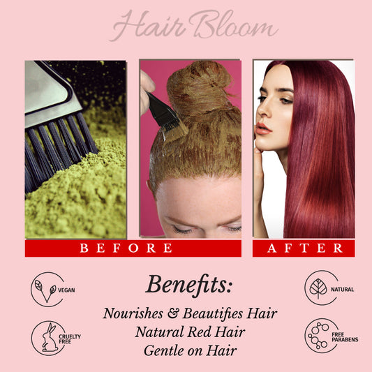 Hair Bloom Natural Red Hair Color Powder- Henna w/ Mixed Himalayan Herbs-1