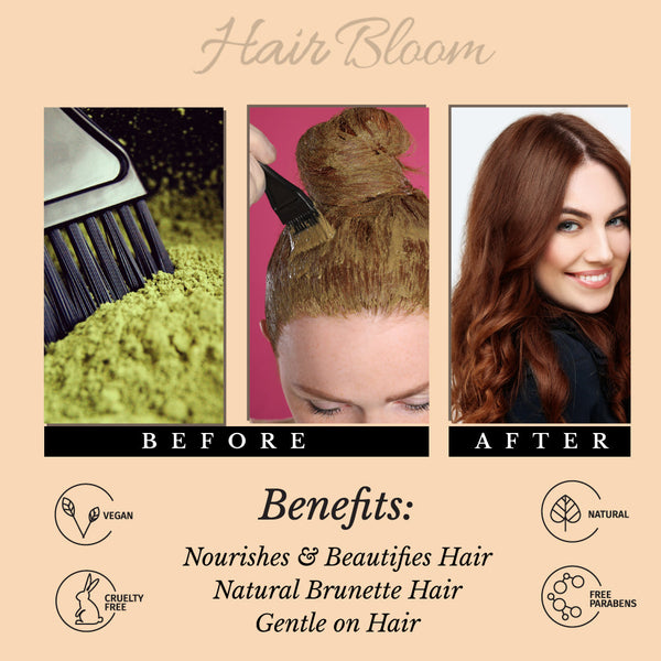 Hair Bloom Natural Brunette Hair Color- Herbal Henna & Indigo Powder Mix -1