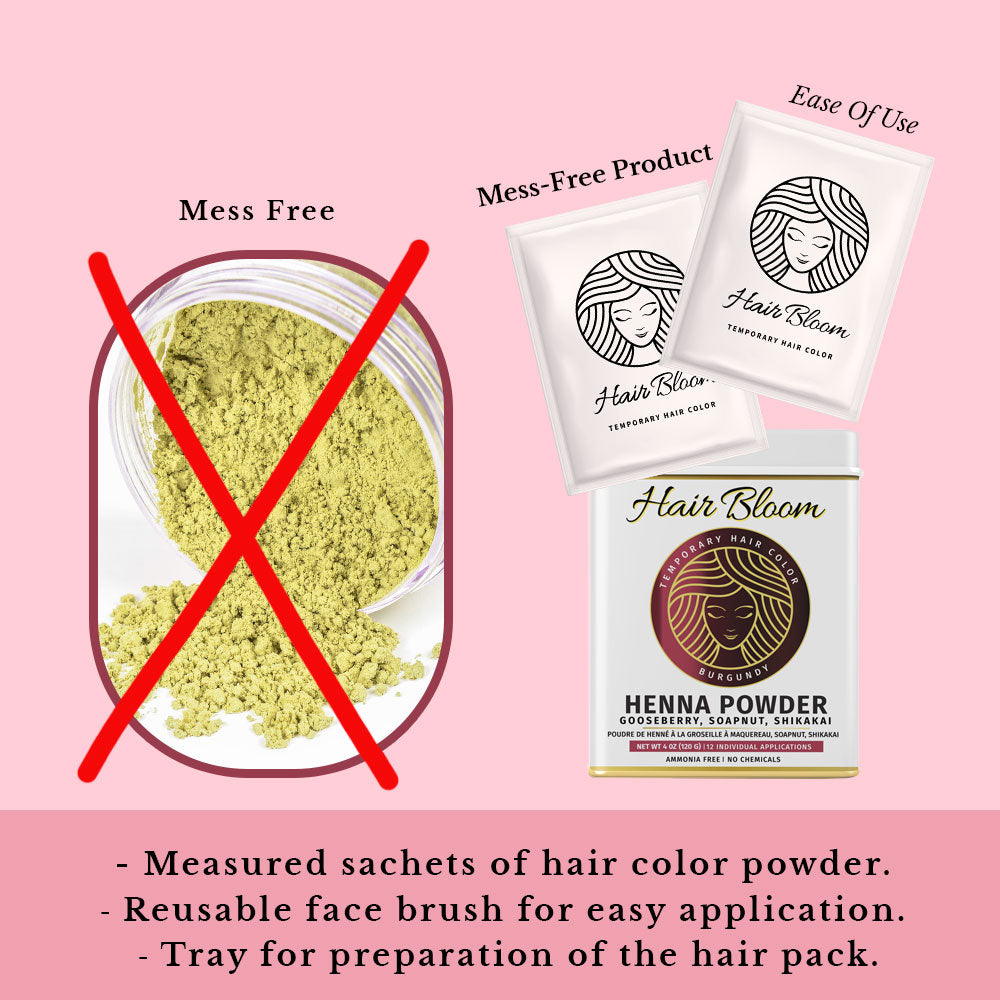 Hair Bloom Natural Burgundy Hair Color- Herbal Henna Burgundy Hair Color Powder-3