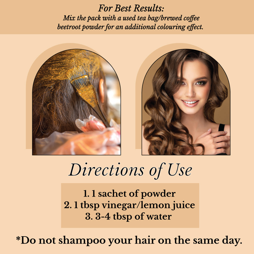 Hair Bloom Natural Brunette Hair Color- Herbal Henna & Indigo Powder Mix -4