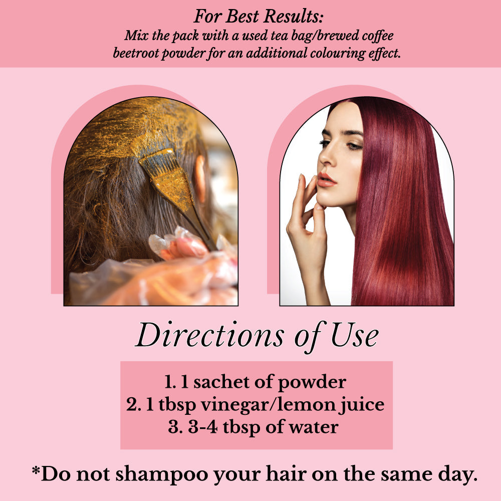 Hair Bloom Natural Burgundy Hair Color- Herbal Henna Burgundy Hair Color Powder-4
