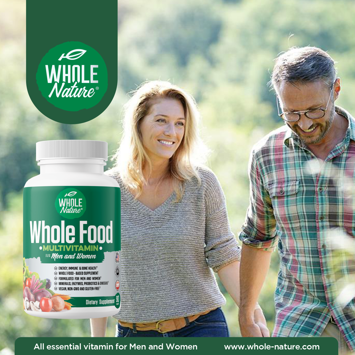 Whole Nature Whole Food Multivitamin for Men & Women-2 Pack