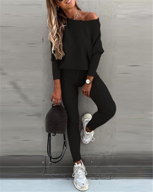 Color: Black, Size: XL - Autumn and winter print long sleeve suit