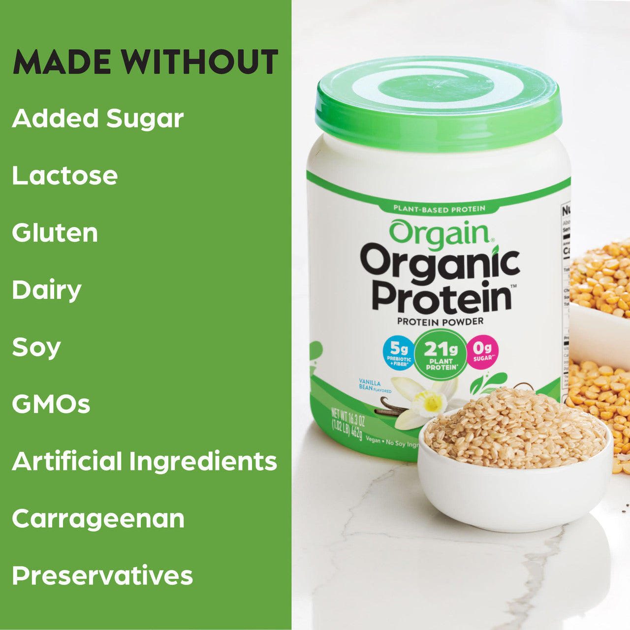 Orgain Organic Plant Based Protein Powder, Sweet Vanilla Bean (1X1.02 Lb  )-4