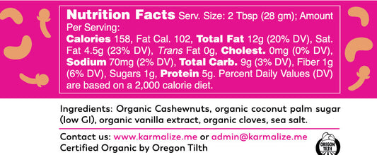 Organic Vegan Cashew Butter with Cloves