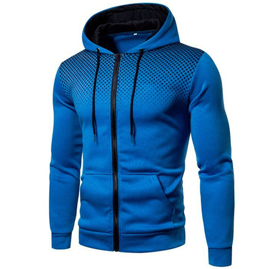 Men's polka dot zipper hoodie sweater Autumn and winter plush warm hoodie hoodie sweatshirt