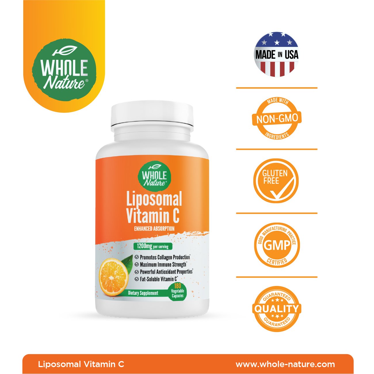Whole Nature Liposomal Vitamin C 1200 mg Vegan Capsules