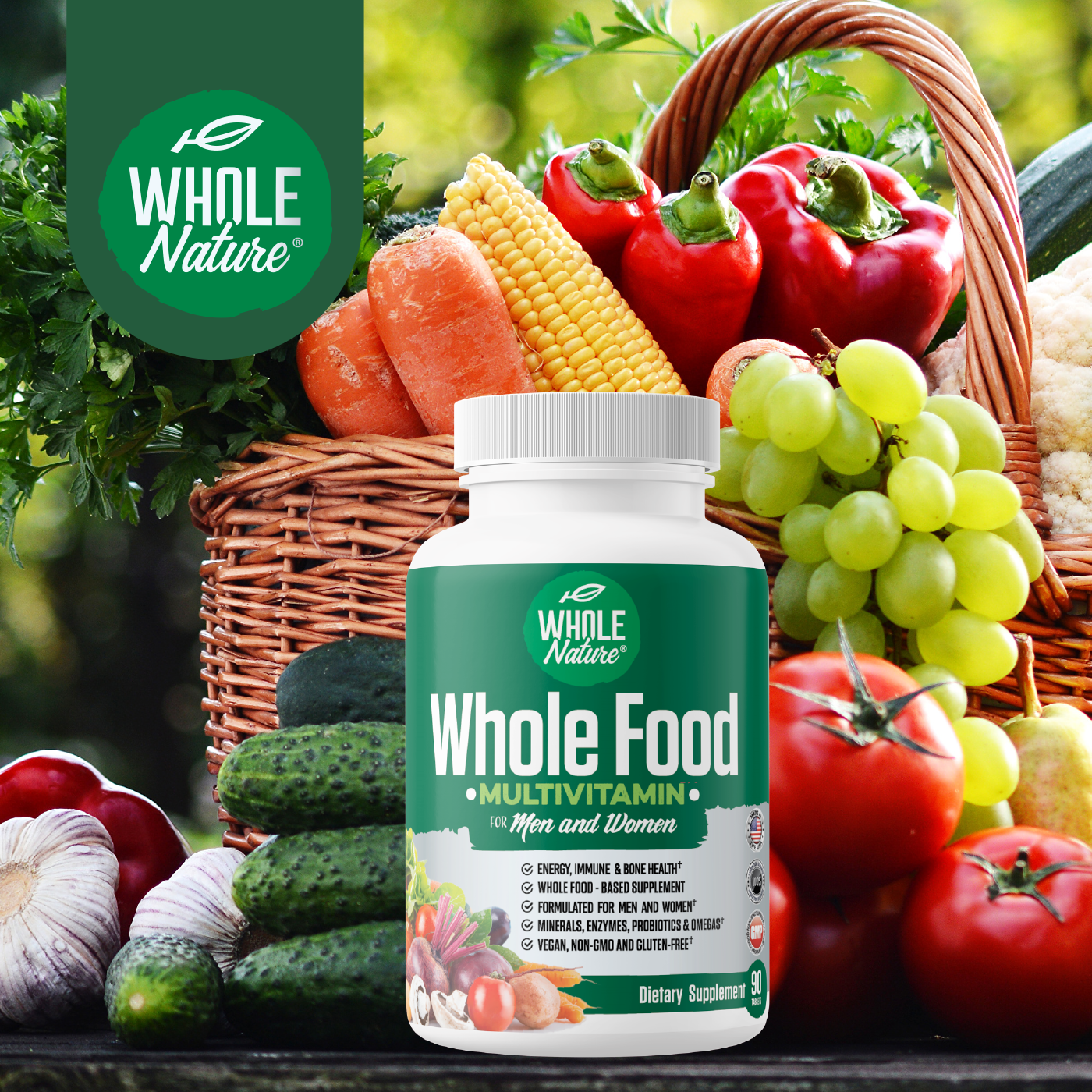 Whole Nature Whole Food Multivitamin for Men & Women-2 Pack