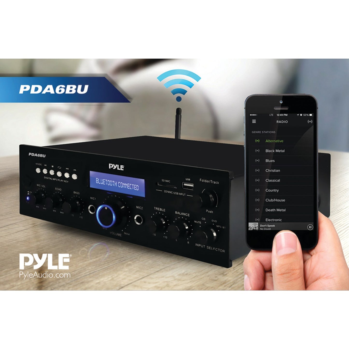 Pyle Home PDA6BU 200-Watt Bluetooth Stereo Amp Receiver with USB & SD Card Readers