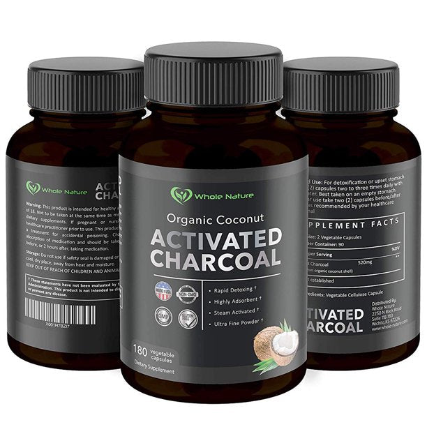 Whole Nature Organic Coconut Activated Charcoal Capsules,