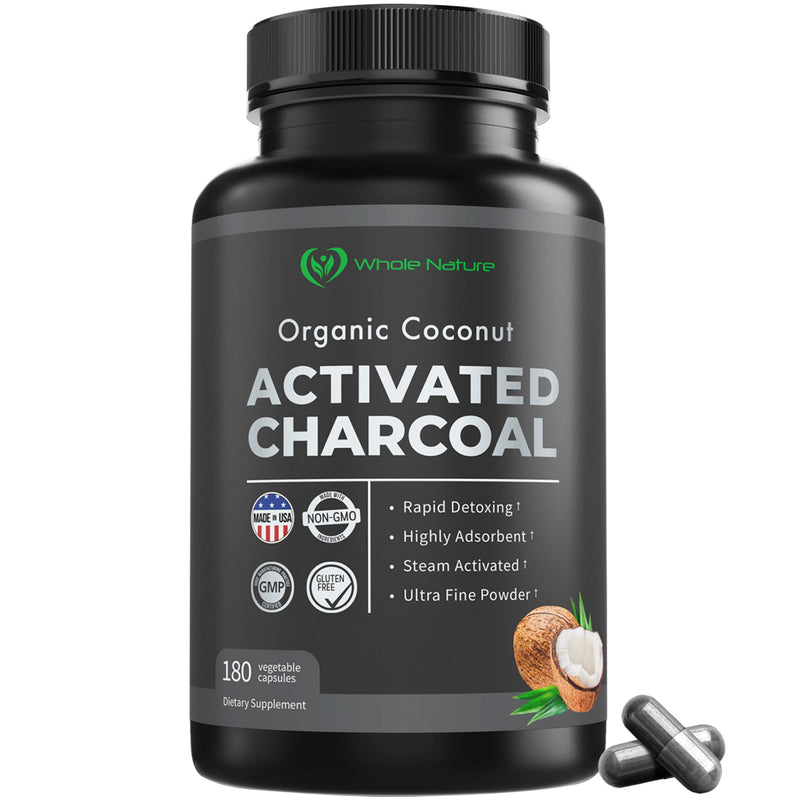 Whole Nature Organic Coconut Activated Charcoal Capsules,