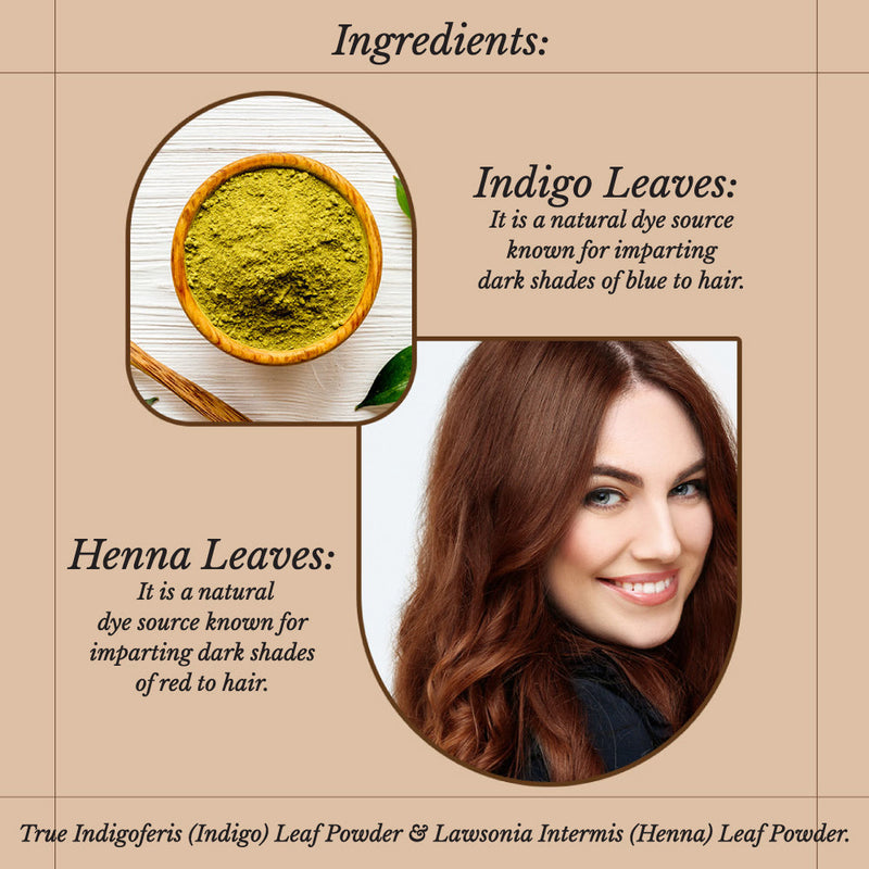 Hair Bloom Natural Brunette Hair Color- Herbal Henna & Indigo Powder Mix -2